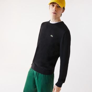 Lacoste Organic Cotton Crew Neck Sweater - Svetr Pánské Černé | CZ-B5oyGU